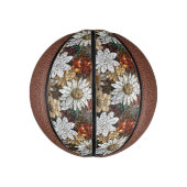 Glam Champagne Gouden Rode Witte Bloemen Basketbal (Verticaal)