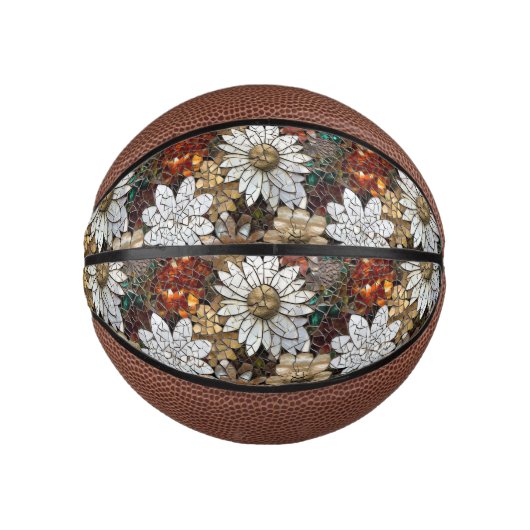Glam Champagne Gouden Rode Witte Bloemen Basketbal (Voorkant)
