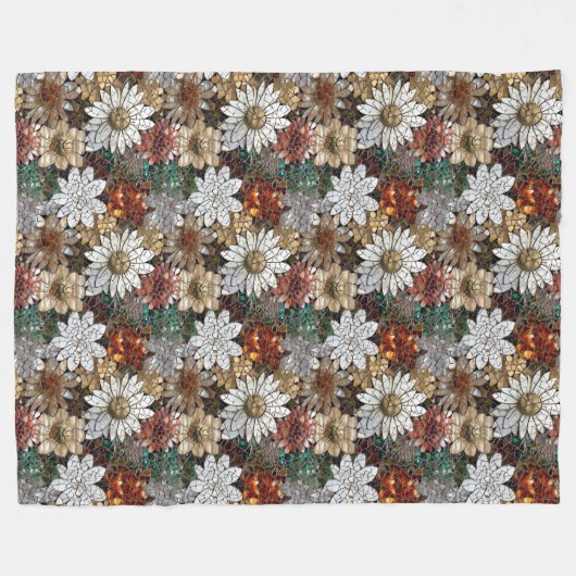 Glam Champagne Gouden Rode Witte Bloemen Fleece Deken (Voorkant (Horizontaal))