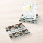 Glam Champagne Gouden Rode Witte Bloemen Glazen Onderzetter (Schuin)