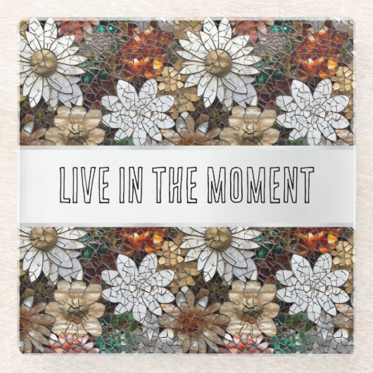 Glam Champagne Gouden Rode Witte Bloemen Glazen Onderzetter (Voorkant)