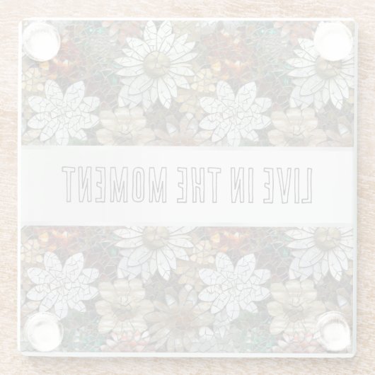 Glam Champagne Gouden Rode Witte Bloemen Glazen Onderzetter (Achterkant)