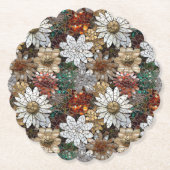 Glam Champagne Gouden Rode Witte Bloemen Kartonnen Onderzetters (Voorkant)