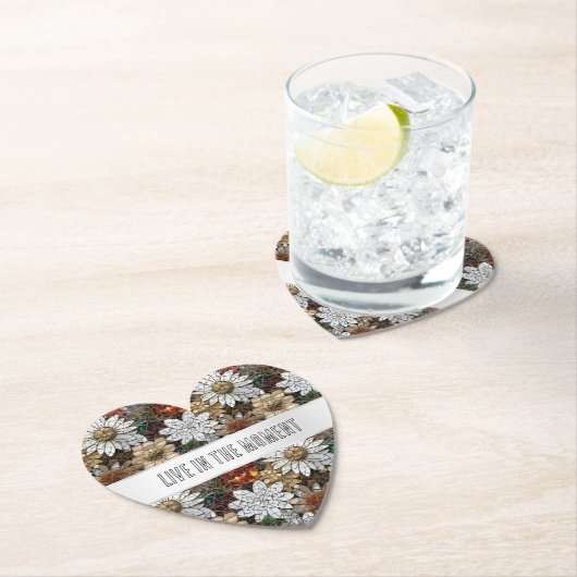 Glam Champagne Gouden Rode Witte Bloemen Kartonnen Onderzetters (Insitu)