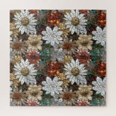 Glam Champagne Gouden Rode Witte Bloemen Legpuzzel (Verticaal)