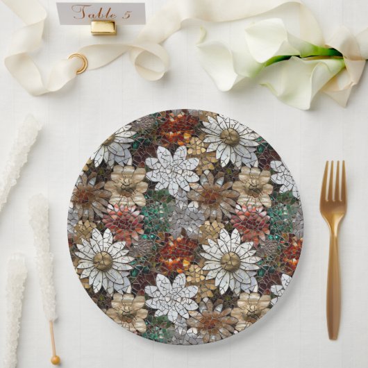 Glam Champagne Gouden Rode Witte Bloemen Papieren Bordje (Huwelijk)