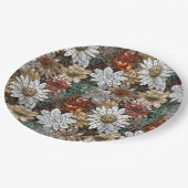 Glam Champagne Gouden Rode Witte Bloemen Papieren Bordje (Gekanteld)