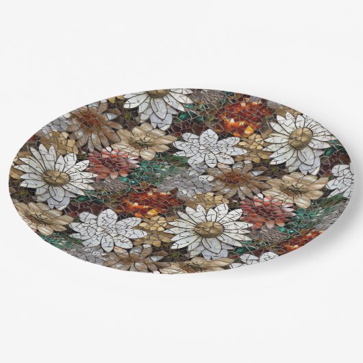 Glam Champagne Gouden Rode Witte Bloemen Papieren Bordje (Gekanteld)