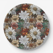 Glam Champagne Gouden Rode Witte Bloemen Papieren Bordje (Voorkant)