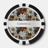 Glam Champagne Gouden Rode Witte Bloemen Poker Chips (Voorkant)