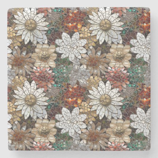 Glam Champagne Gouden Rode Witte Bloemen Stenen Onderzetter (Voorkant)