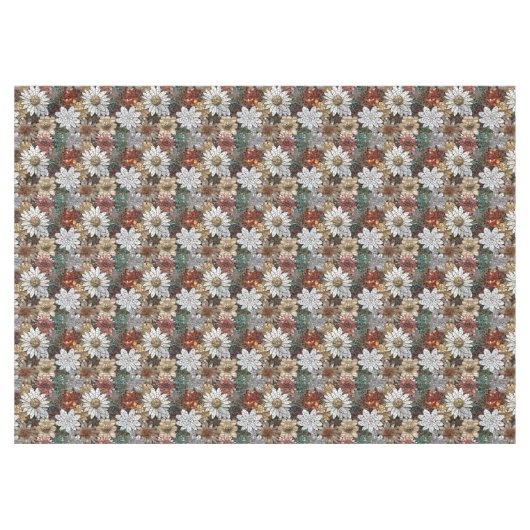 Glam Champagne Gouden Rode Witte Bloemen Tafelkleed (Voorkant (Horizontaal))