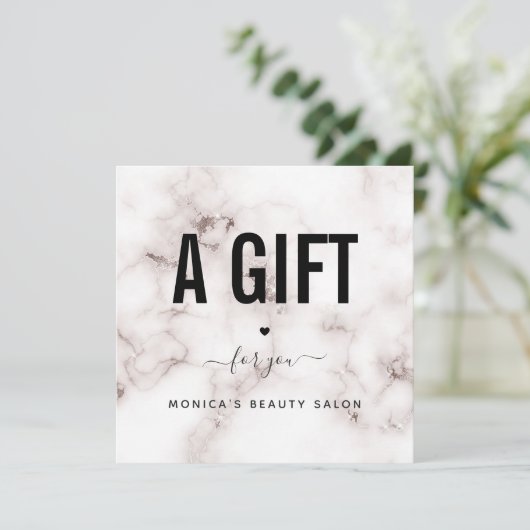 Glam Champagne Marble Elegant Beauty Salon Logo (Staand voorkant)