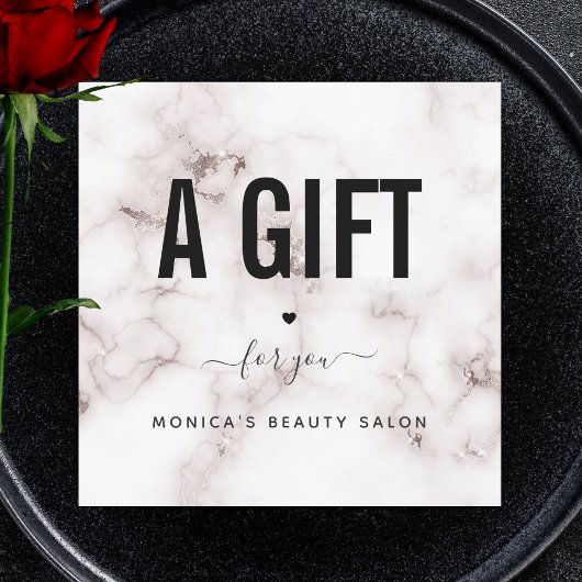 Glam Champagne Marble Elegant Beauty Salon Logo