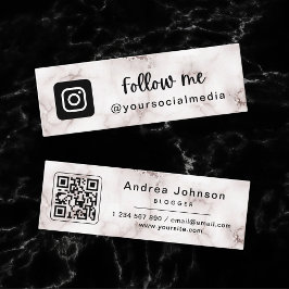 Glam Champagne Marble Instagram volgt QR-code Mini Visitekaartje