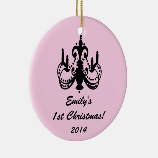 Glam Chandelier Chic Personalized Name Ornament (Rechts)