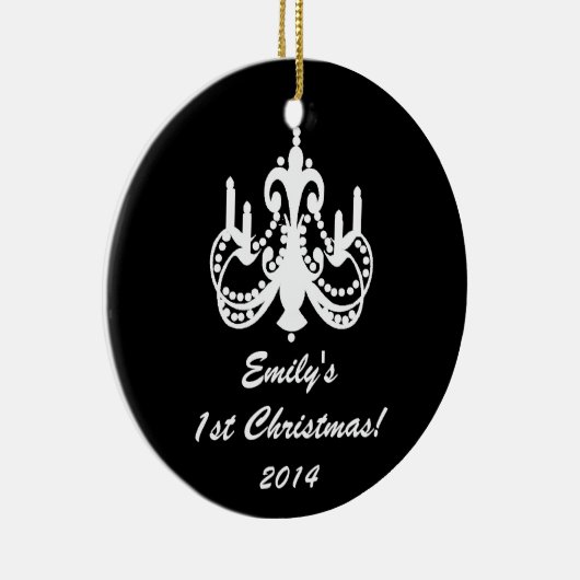 Glam Chandelier Chic Personalized Name Ornament (Rechts)