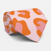 Glam Cheetah Print Pattern in Oranje en roze Stropdas (Opgerold)