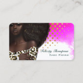 Glam Chic Afro Zakenvrouw QR Code Visitekaartje (Voorkant)