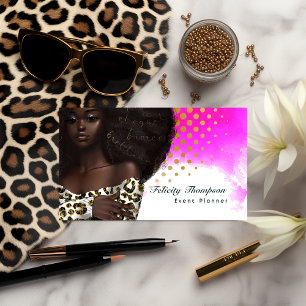 Glam Chic Afro Zakenvrouw QR Code Visitekaartje
