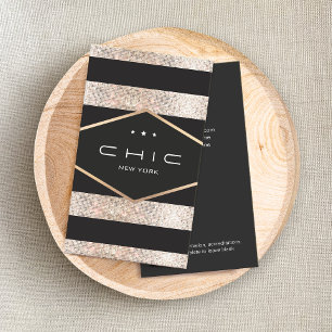 Glam Chic Black en Silver Sequins Visitekaartje