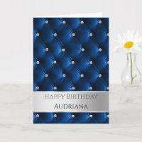 Glam Chic Blue Faux Velvet Silver Verjaardag