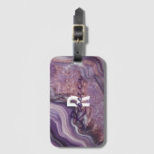 Glam Chic Elegant Paarse Glitter Agaat Marmer Bagagelabel (Voorkant (verticaal))