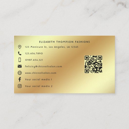 Glam Chic Gold Stiletto's en Denim Mode Design Visitekaartje (Achterkant)