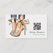 Glam Chic Gouden Modeontwerper QR-code Visitekaartje (Voorkant)
