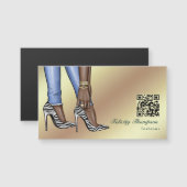 Glam Chic Gouden Modeontwerper QR-code Zakelijk (Voorkant / Achterkant)