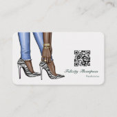 Glam Chic Gouden Modeontwerper QR-code Zakelijke C Visitekaartje (Voorkant)