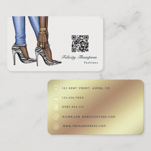 Glam Chic Gouden Modeontwerper QR-code Zakelijke C Visitekaartje