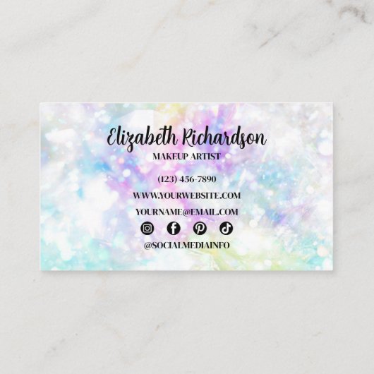 Glam Chic Kleurrijke Sparkly Crystal Diamond Rainb Visitekaartje (Achterkant)