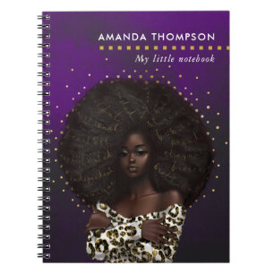 Glam Chic Leopard Skin Afro-Amerikaans Notitieboek