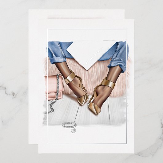 Glam Chic Mode Show Folie Uitnodiging (Voorkant / Achterkant)