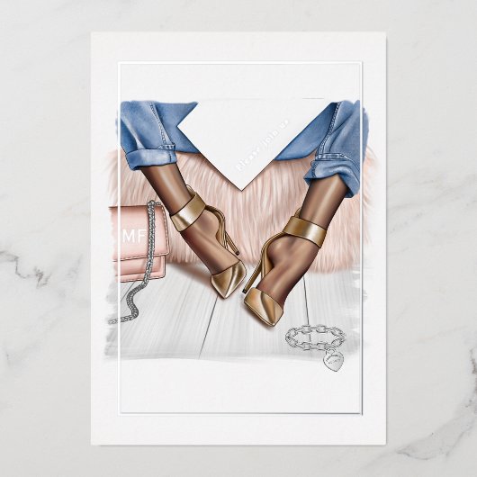 Glam Chic Mode Show Folie Uitnodiging (Voorkant)