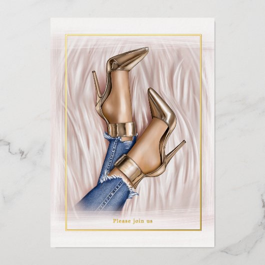 Glam Chic Mode Show Folie Uitnodiging (Voorkant)