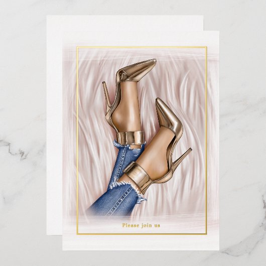 Glam Chic Mode Show Folie Uitnodiging (Voorkant / Achterkant)