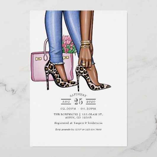 Glam Chic Mode Show Folie Uitnodiging (Achterkant)