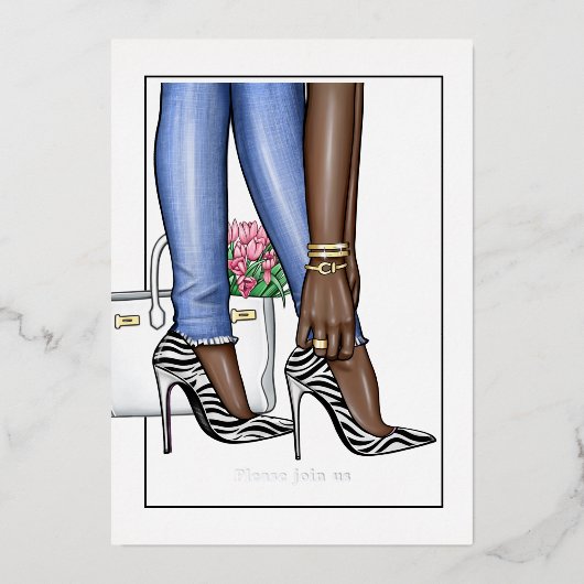 Glam Chic Mode Show Folie Uitnodiging (Voorkant)