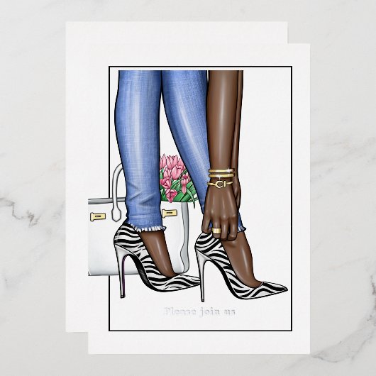 Glam Chic Mode Show Folie Uitnodiging (Voorkant / Achterkant)