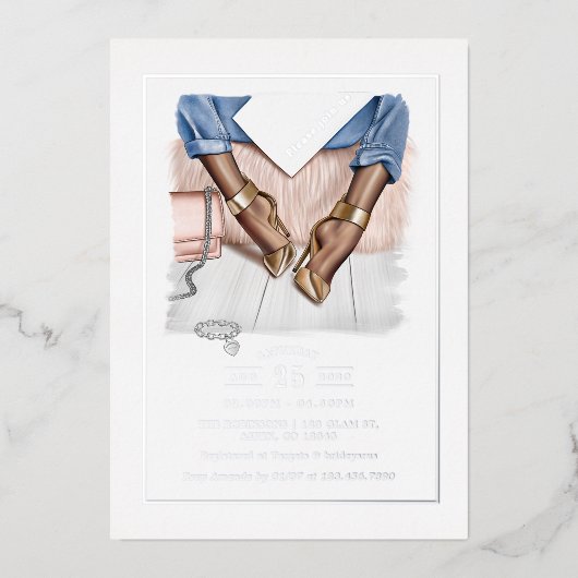 Glam Chic Mode Show Folie Uitnodiging (Voorkant)