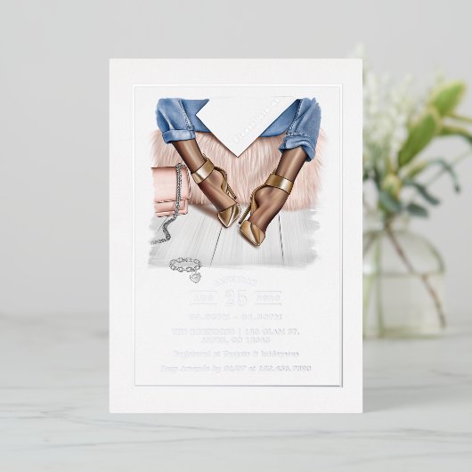 Glam Chic Mode Show Folie Uitnodiging (Staand Voorkant)