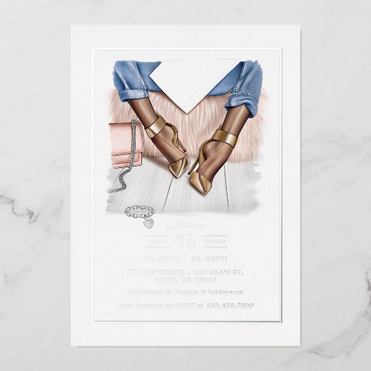 Glam Chic Mode Show Folie Uitnodiging (Voorkant)