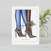 Glam Chic Mode Vrijgezellenfeest Folie Uitnodiging (Staand Voorkant)