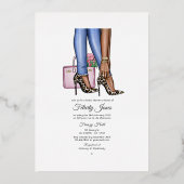 Glam Chic Mode Vrijgezellenfeest Folie Uitnodiging (Achterkant)