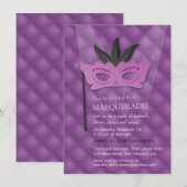 Glam Chic Paars Mask Masquerade Party Uitnodiginge Kaart (Voorkant / Achterkant)