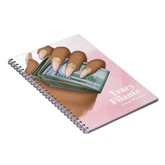 Glam Chic Pink en Gold Millionaire Mindset Notitieboek (Rechterzijde)