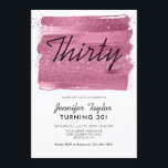 Glam Chic Pink Glitter Sparkle Brush 30th Birthday Kaart<br><div class="desc">Roze glitter Sparkle Brush Black 30th Birthday Party Invitation</div>