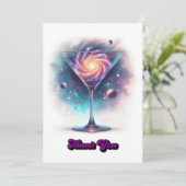 Glam Chic Retro Martini Galaxy Glass Design Bedankkaart (Staand voorkant)